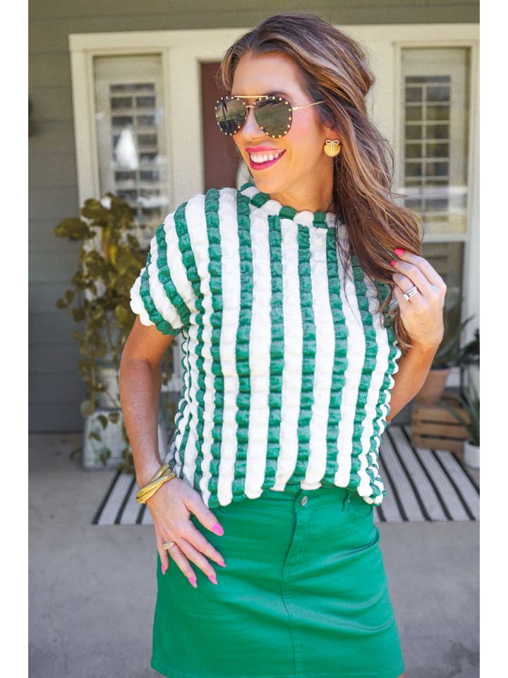 Bold And Bubbly Top, Green for wholesale on Faire10