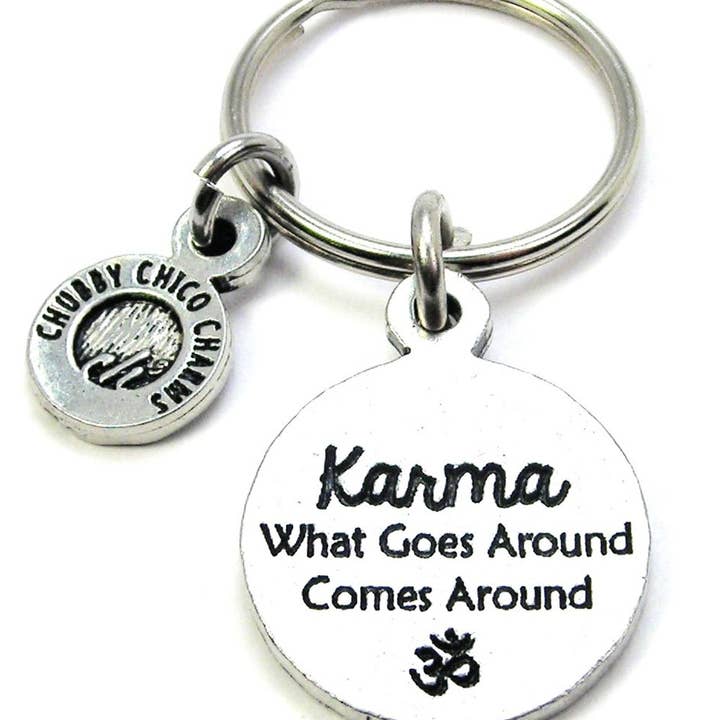 Chubby Chico Charms - Wholesale Keychain - Unisex - Karma What Goes Around Comes Around With Om Key Chain