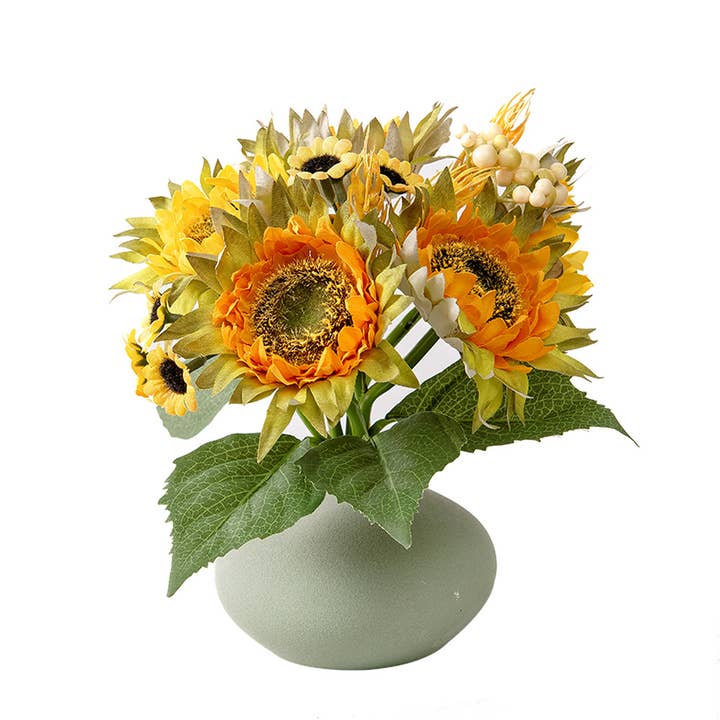 Sweet Home Deco - Wholesale Artificial Flowers - Silk Sunflower Bouquet, Fall Decorative Flowers, Yellow1