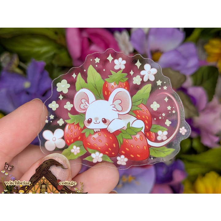 Jordbærmus Vinylklistermærke til Laptop/Vandflaske #2 for engroshandel hos Witchbriar Cottage