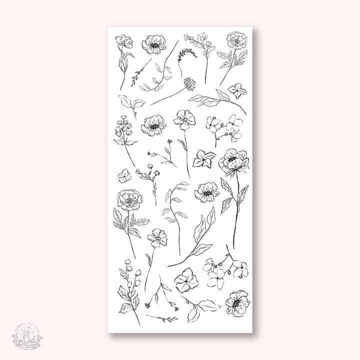 Essentials - Line art flowers stickers (EJ74) for wholesale by Hello Petite Paper