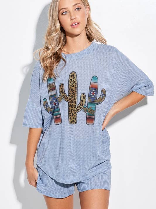 Set met korte mouwen luipaard cactus voor wholesale door MintChoco