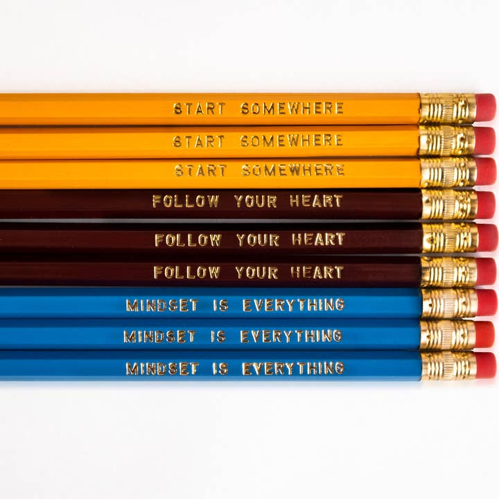 Empowering Pencils Set - Set of 9 Foil Stamped Pencils for wholesale by Habitude Paper