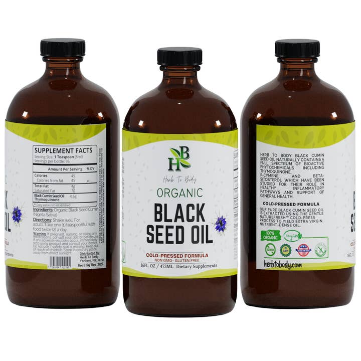 Herb To Body - Wholesale Oral Supplement/Vitamin - Organic Black Seed Oil (Cold-Pressed) - Bulk Wholesale Sizes11