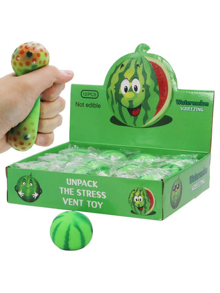 Watermelon Jiggly Water Beads Filled Squishy Toy - 12 Pcs for wholesale by Cap Zone