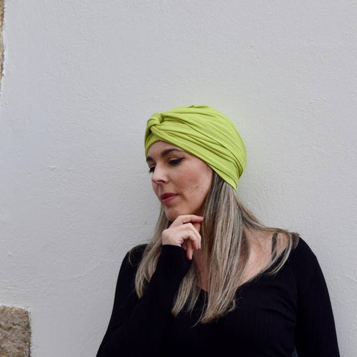 Petitama - Wholesale Turban - Women's - Chartreuse turban hat for women, chemo headwear