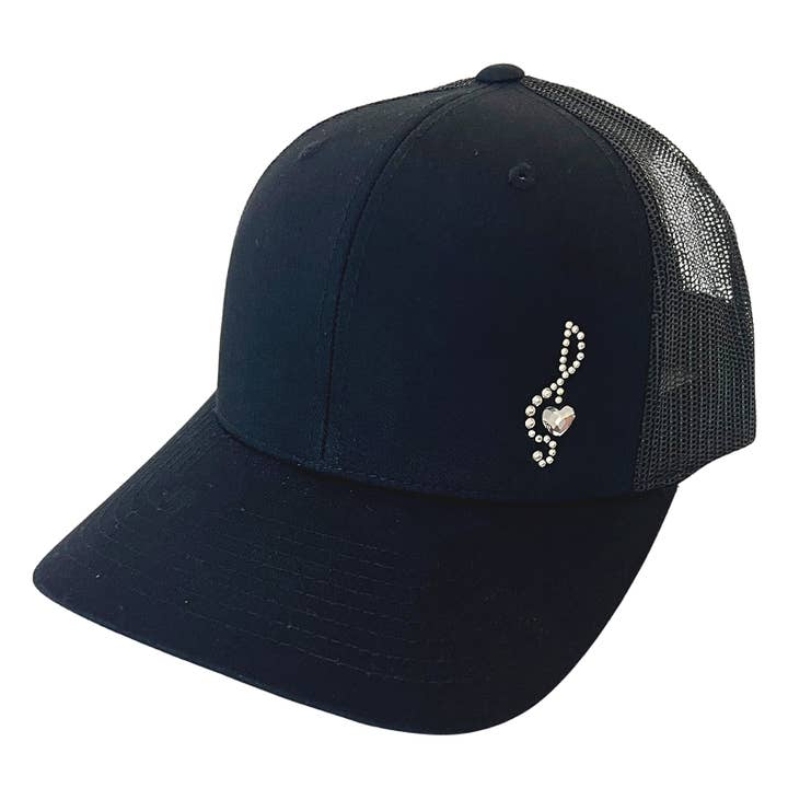 Cappellino da camionista Kourtney con nota musicale di cristallo e cuore per la vendita all'ingrosso da parte di dolly mama designs, inc