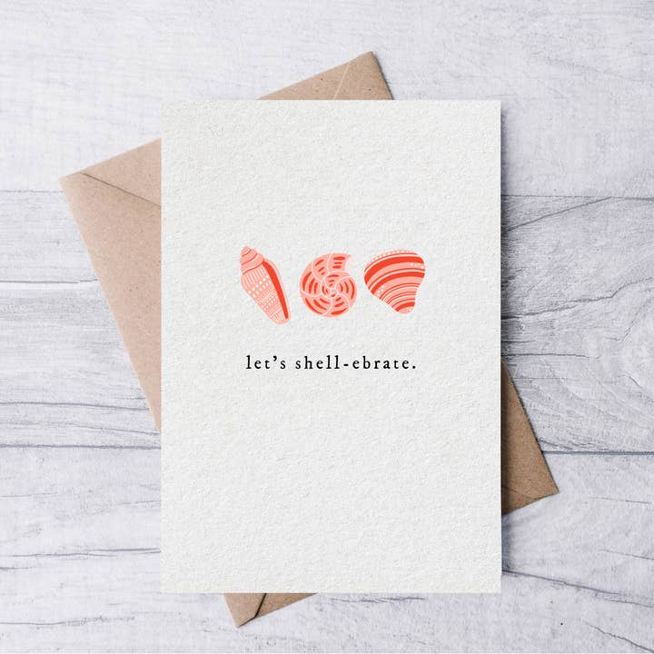 let's shell-ebrate card for wholesale by la nouille studio
