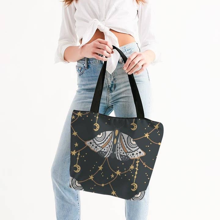 Mikova & Co. - Wholesale Tote Bag - Women's - Celestial Butterfly Canvas Zip Tote2