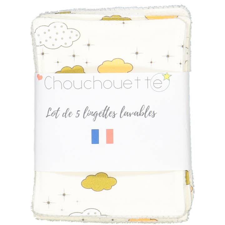 Clouds Washable Wipes (Pack of 5) for wholesale by CHOUCHOUETTE