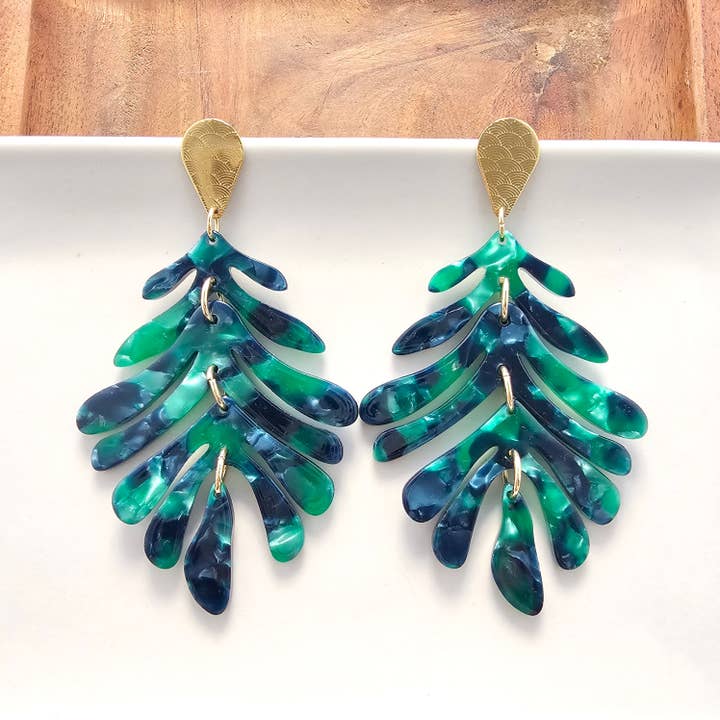 Boucles d'oreilles Palm - Vert Foncé // Bijoux, Station balnéaire pour la vente par Spiffy & Splendid