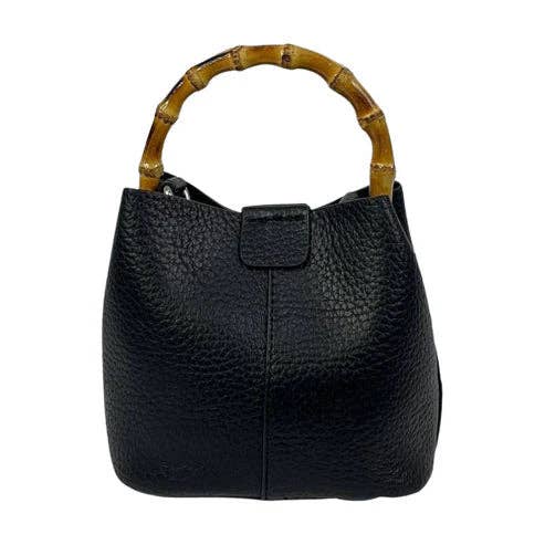 Seau/Pochette bandoulière en bambou Sutton Petite - Noir pour la vente par Sea Marie Designs