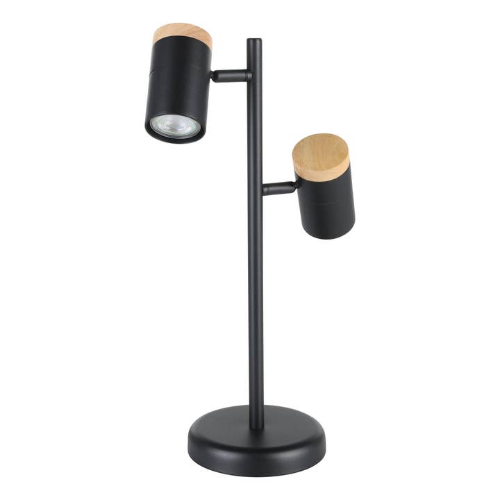 Accent structuré noir et bois Chatterton - Lampe de Table 2 Lumières en vente sur Faire