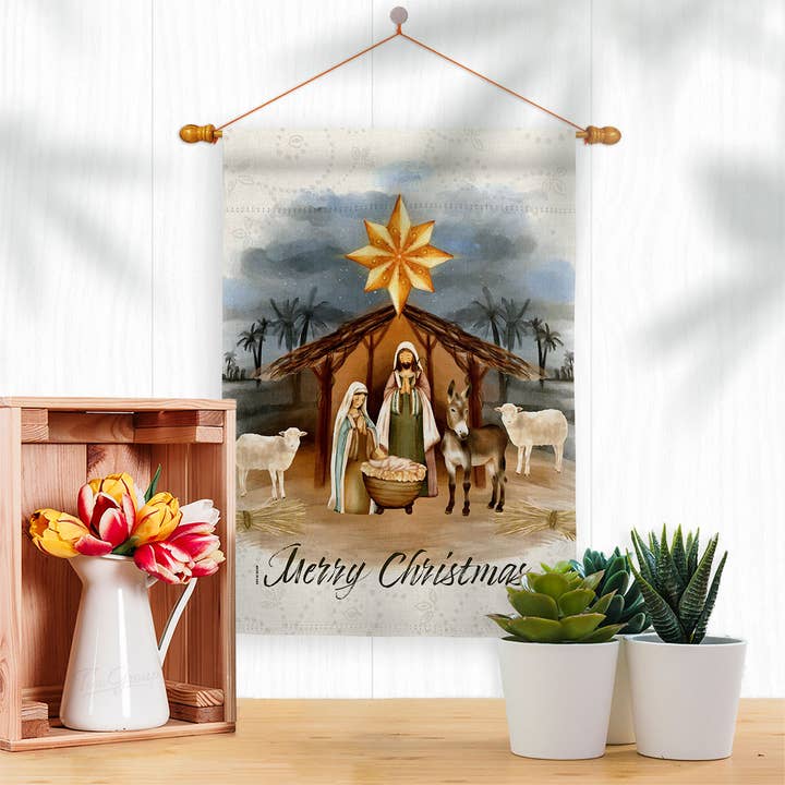Two Group Flag Co - Wholesale Flag - Birth of Jesus Wintertime Nativity Christmas Decor Flag2