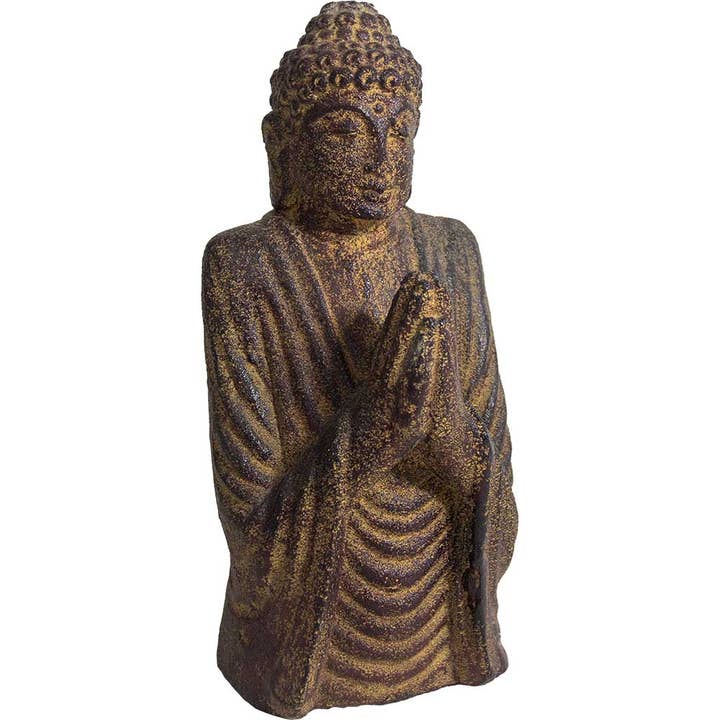 Kheops International - Wholesale Sculpture - Volcanic Stone Statue - Praying Buddha Bust