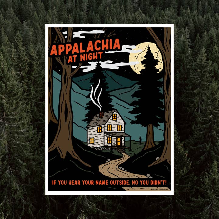 Appalachia at night // sticker for wholesale by Hippie’s Daughter