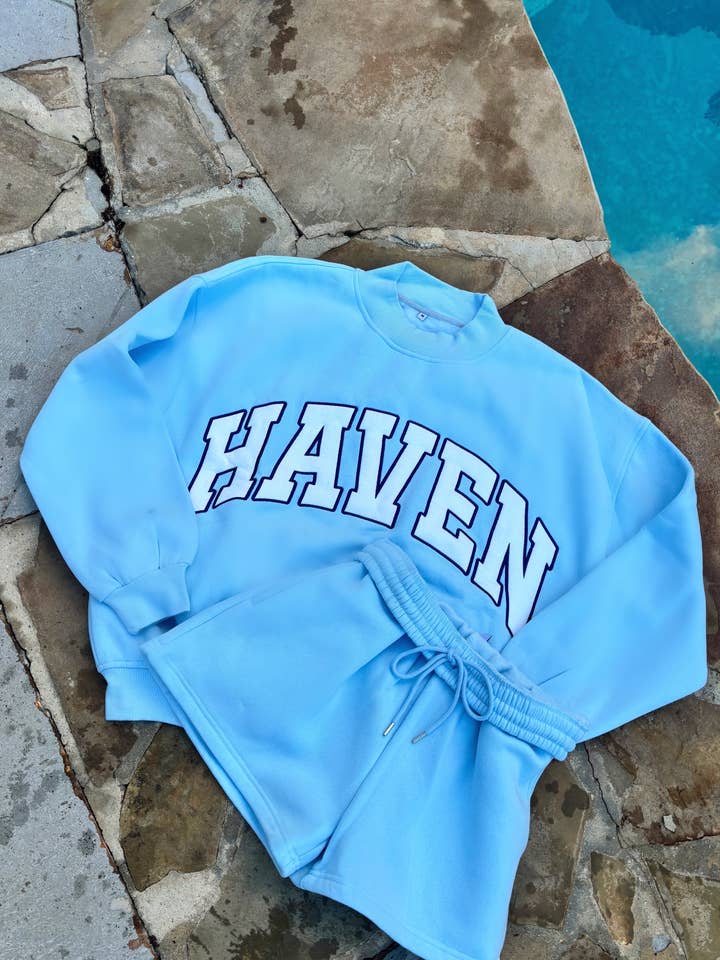 HAVEN the brand - Wholesale Graphic Sweatshirt - Women's - HAVEN Mock Neck Sweatshirt Blue1
