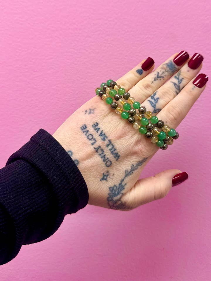 Abundance & Money Manifestation Combination Bracelet 6mm for wholesale by Luxury House of Crystals