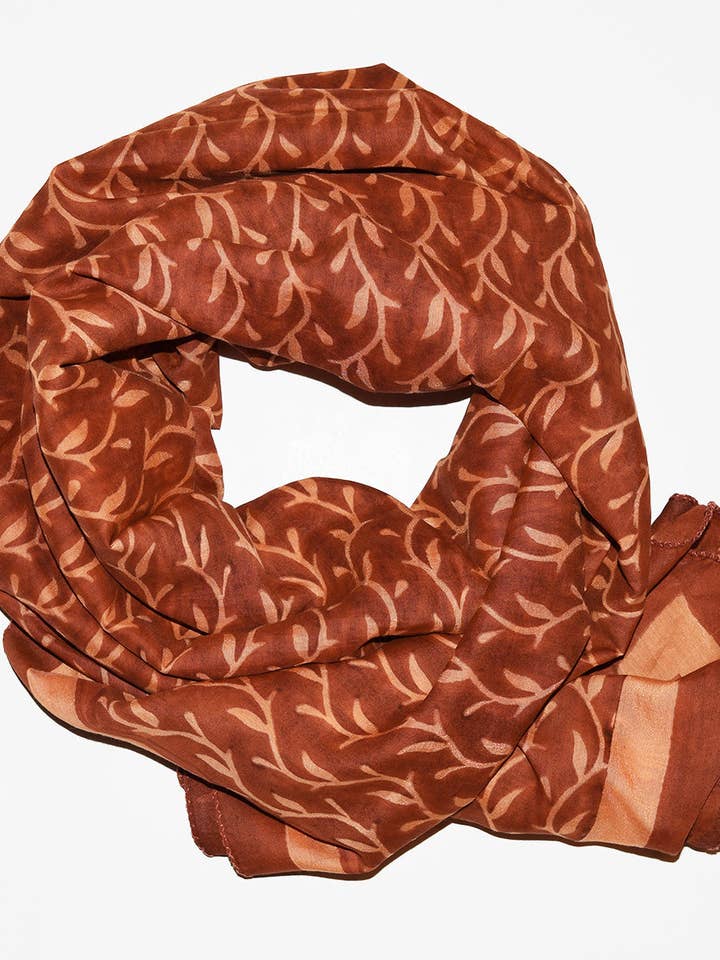 Écharpe en coton et soie | Vignes Rouille pour la vente par Amisha