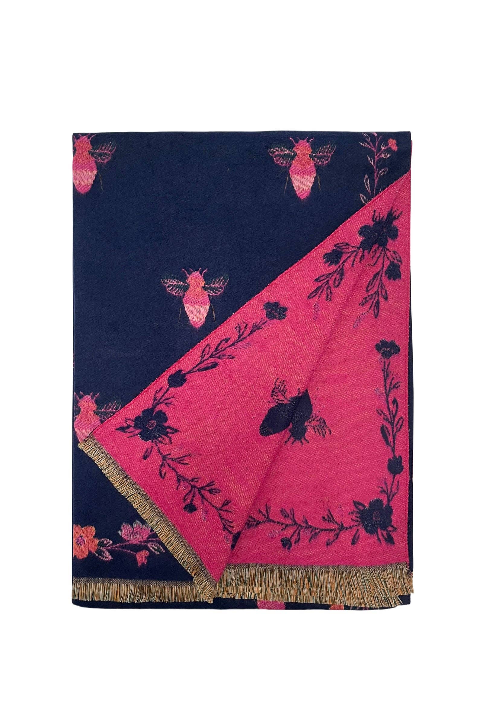 Fashion Scarf World - Wholesale Scarf - Women's - Bee & Floral Soft Woven Frayed Scarf19