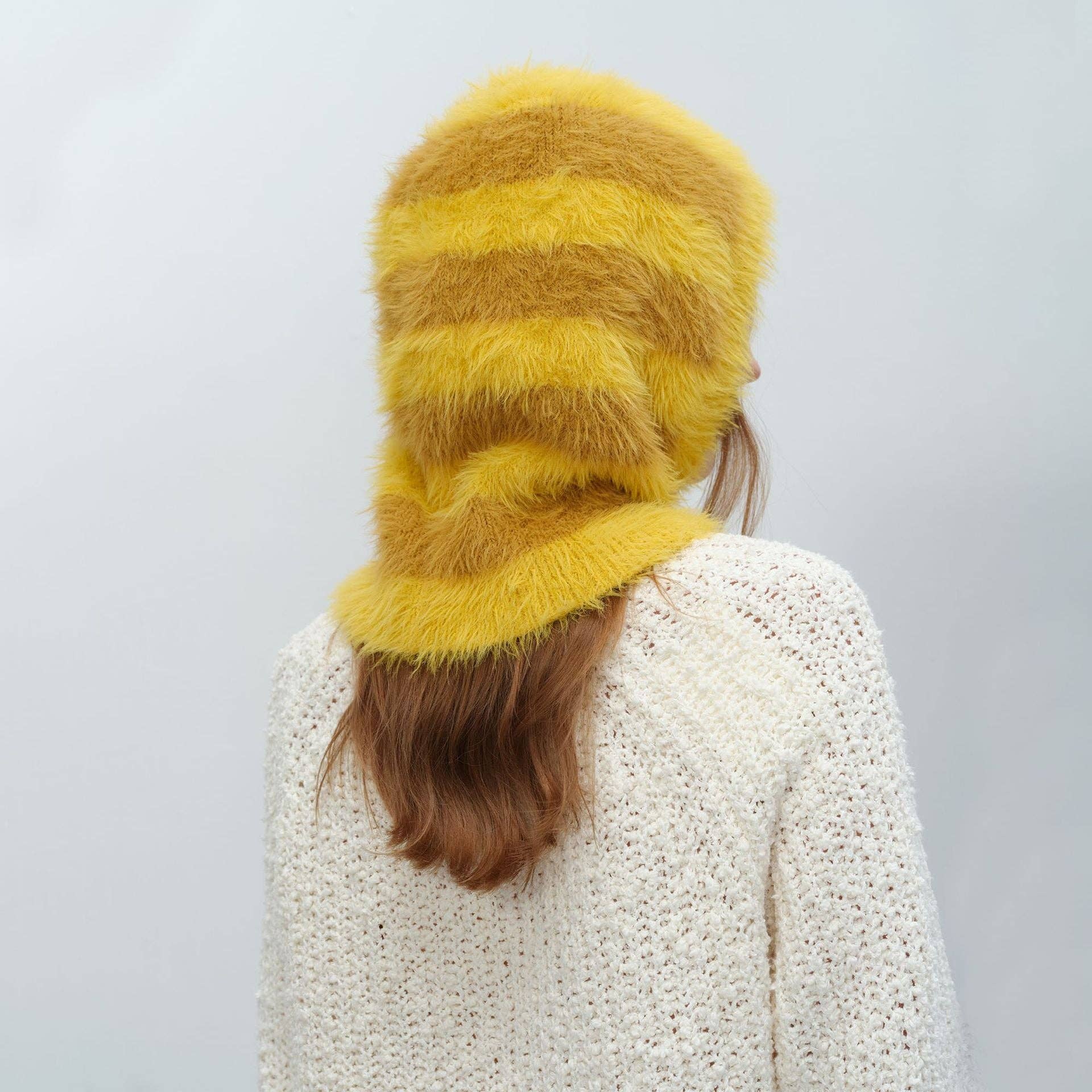 Dipped Shop – Engroshandel Beanie - Dame – Stribet farveblok pulloverhattørklæde DPS16154