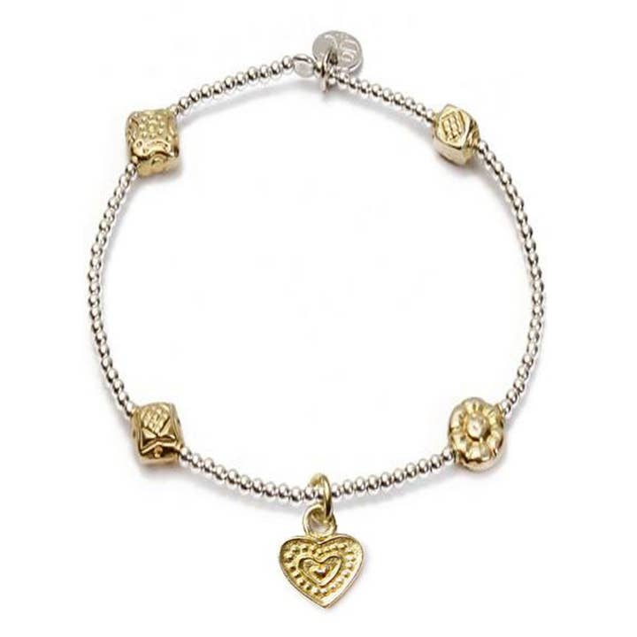 Heart Silver & Gold Bead Bracelet for wholesale by Good Charma