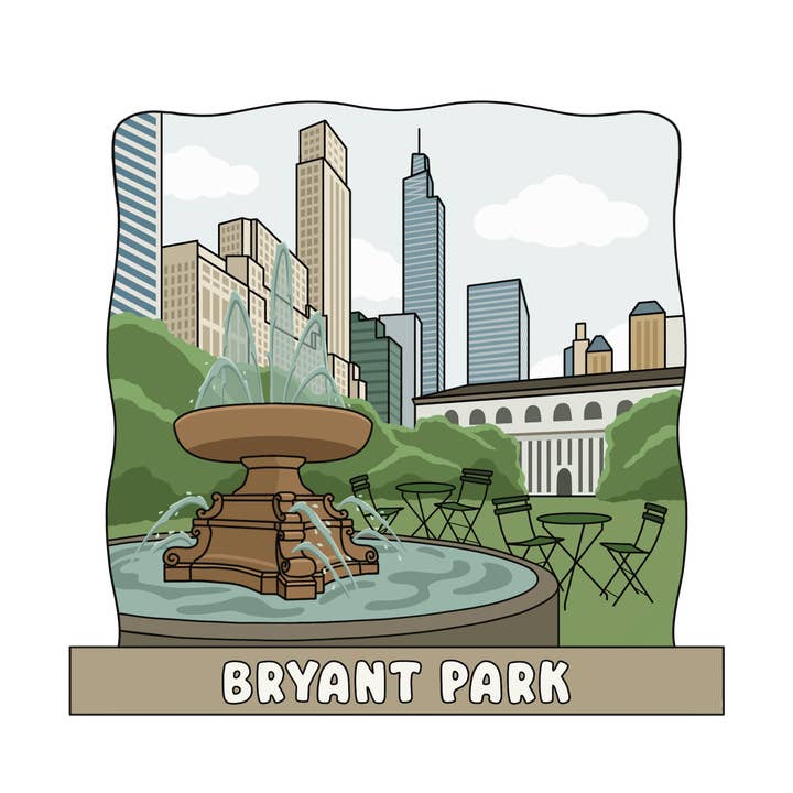 Bryant Park - 3D Wooden Souvenir Magnet - 10 pcs for wholesale by Gifty Studio