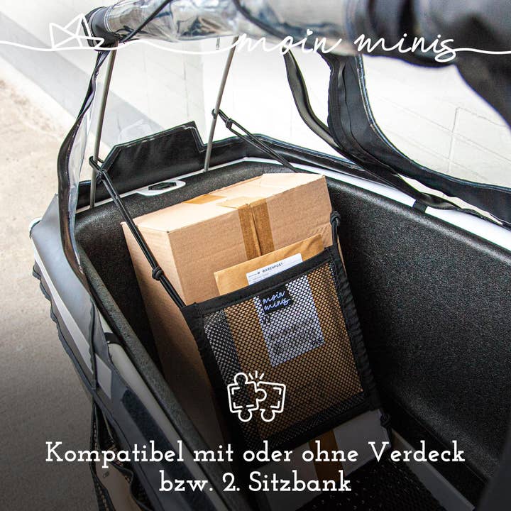 Mixcover GmbH – Großhandel Fahrradzubehör – moin minis Gepäcknetz für Urban Arrow Family Lastenrad Fahhrad Cargo3