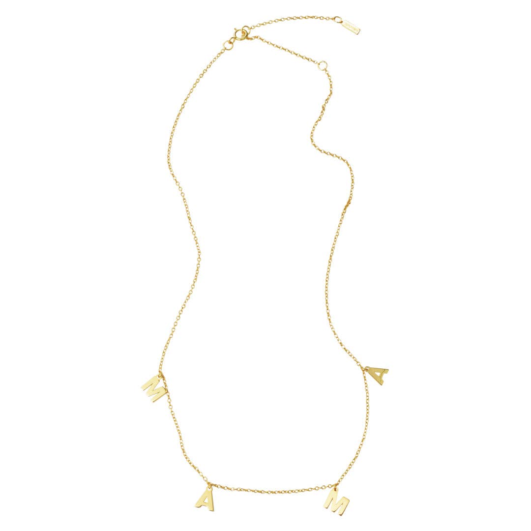 Adornia – Colar pingente/pendente por atacado – Colar Mama Dangle Letter ouro prateado4
