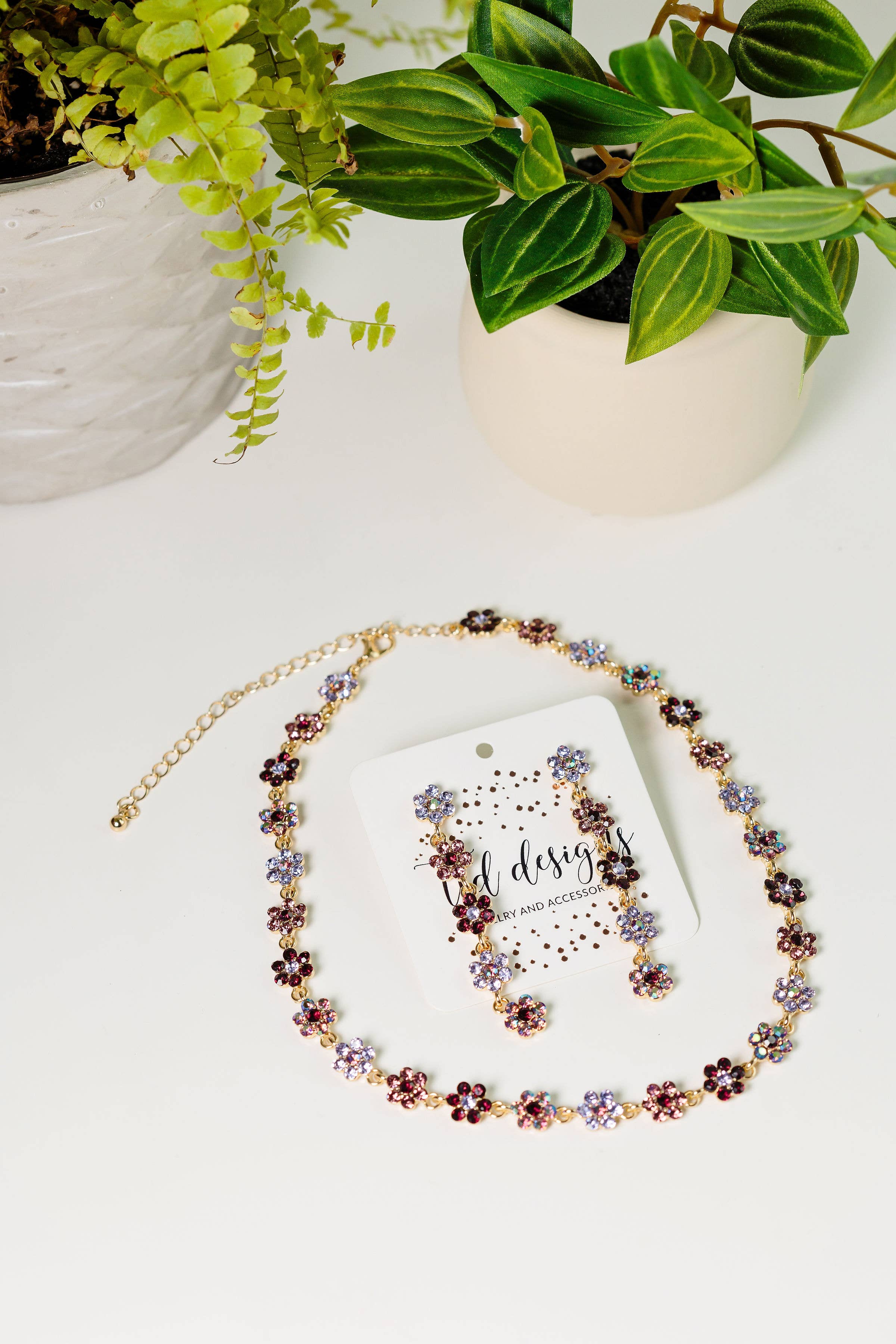 TLD Designs - Wholesale Pendant/Charm Necklace - Purple Flower dangle Necklace1