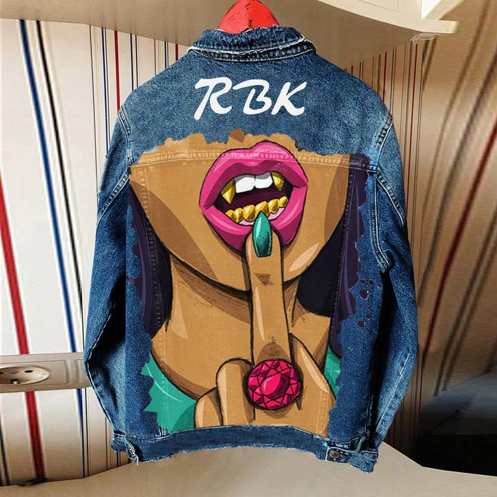 Tourtiwi - Vente Veste en jean – femme - Veste en jean imprimée pour l'automne et l'hiver3