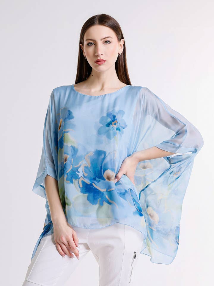Sofia Gardenia Silk Kaftan (BQ201GD) for wholesale by TINA Stephens Italy/Tees By Tina