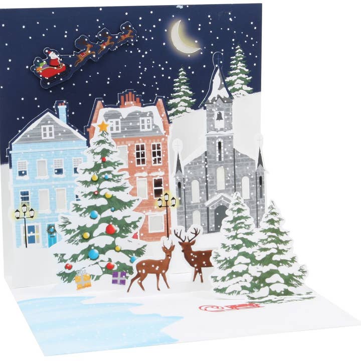 Pop Up 3D skatt med ljus – juldorp i snö för wholesale av Popshots Studios