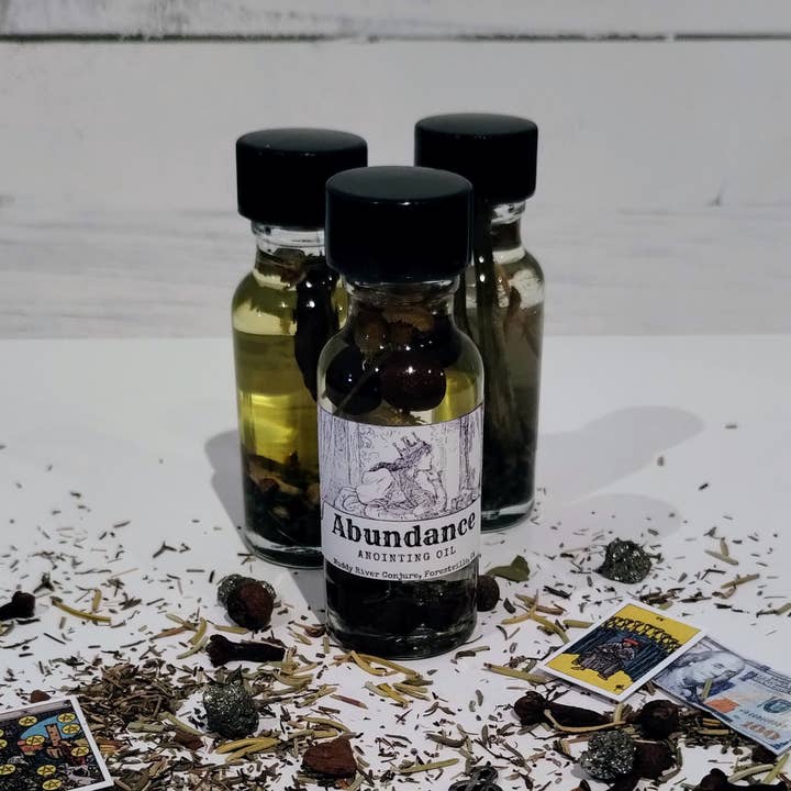 Muddy River Conjure - Wholesale Meditation supplies - Intention Based Abundance Anointing Oil, Candle Dressing