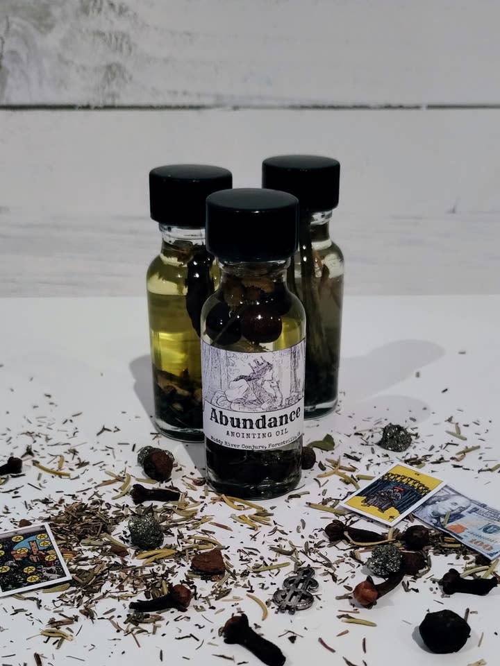 Intention Based Abundance Anointing Oil, Candle Dressing for wholesale by Muddy River Conjure