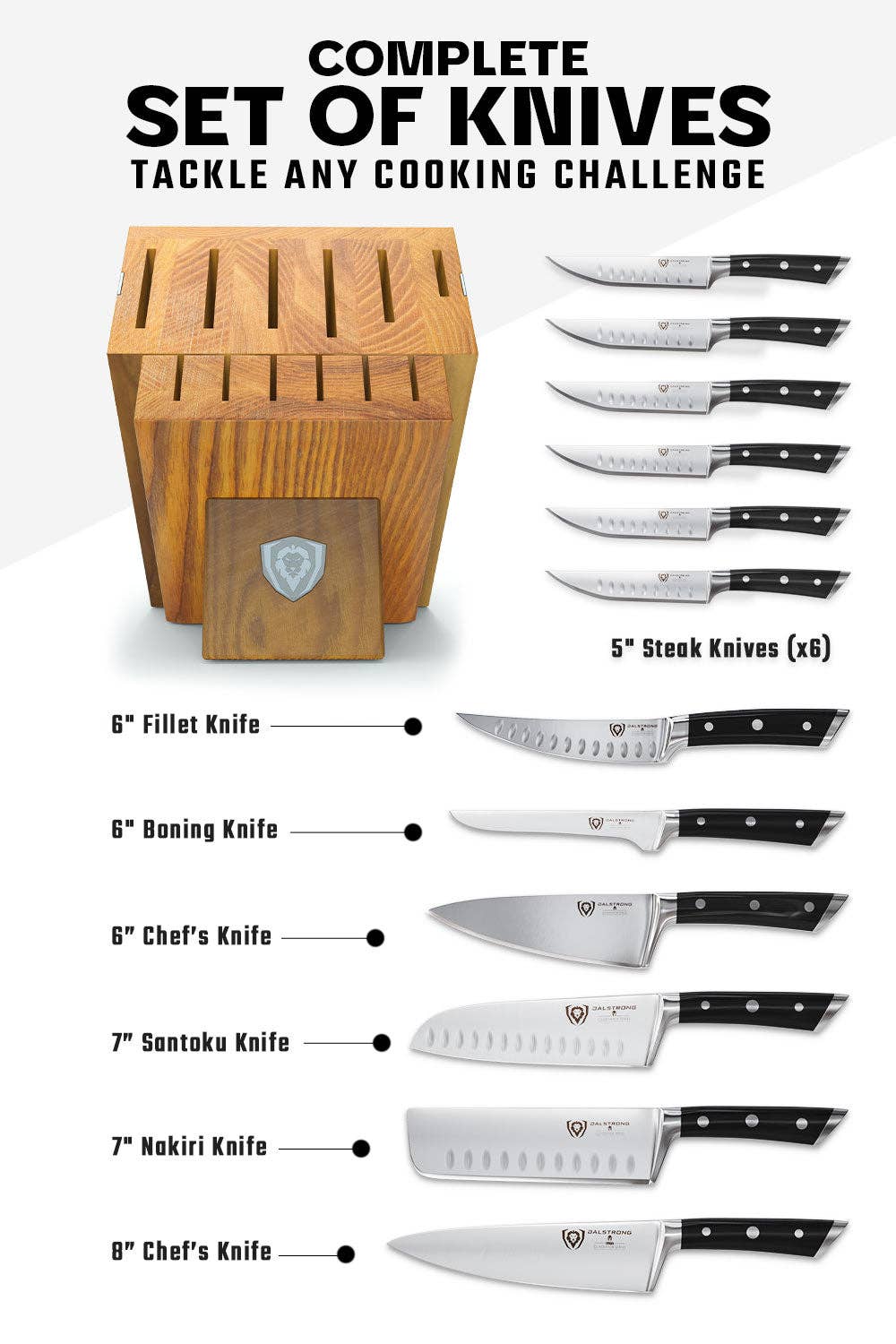 Dalstrong - Wholesale Knife Set - 12-Piece Block Set | Black | Gladiator Series | Dalstrong ©5