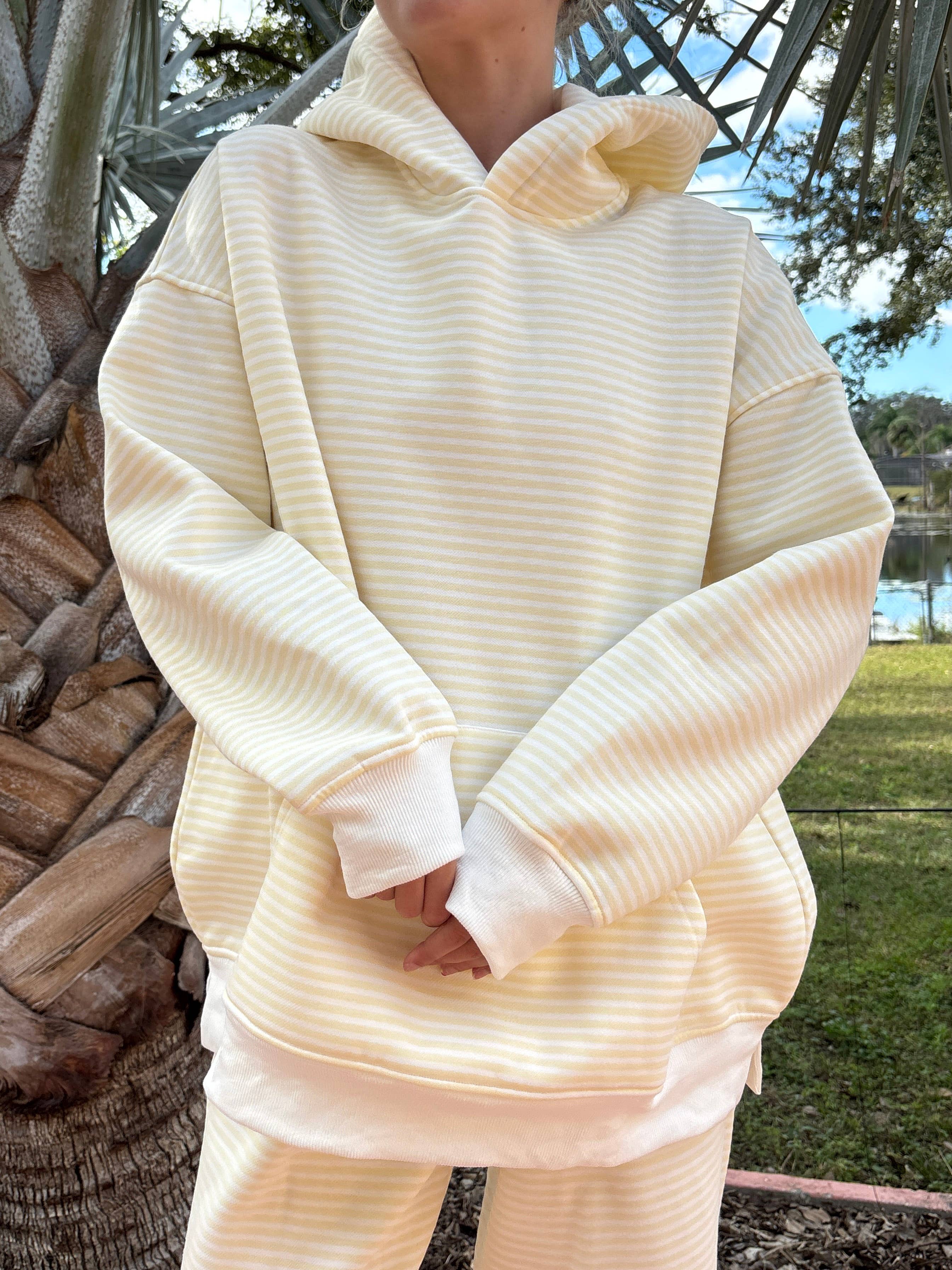 Baby Yellow and White Big Striped Hoodie for wholesale on Faire4