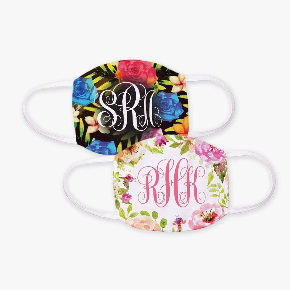 Monogramonline Inc. - Wholesale Protective Face Mask/Shield - Personalized w/ Monogram Floral Design Face Mask | Custom Design Printed Reusable Fashion Facial Cover0