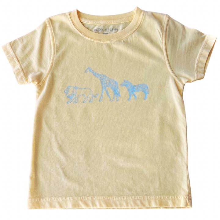 Short-Sleeve Yellow Zoo Animals T-Shirt for wholesale by Mustard and Ketchup Kids