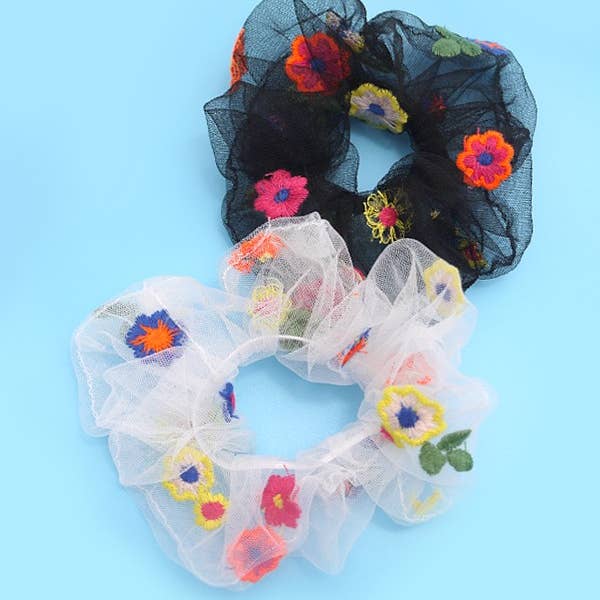 JOSSLYN by wall to wall - Wholesale Scrunchie - Dames - SCRUNCHIES MET BORDUURWERK MET BLOEMEN | 40S7213