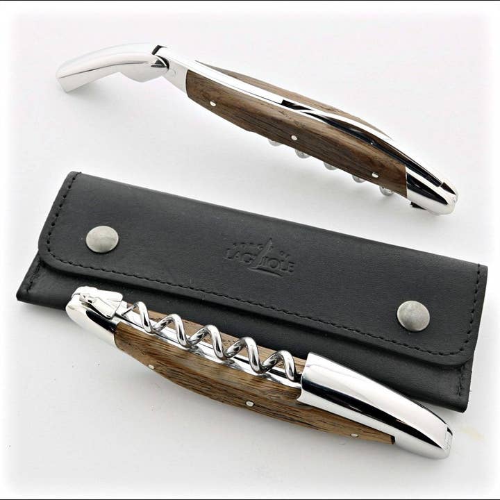 Forge de Laguiole Corkscrew 5000 Years Old Sub Fossilized Oak Bark- Shiny for wholesale by Laguiole Imports