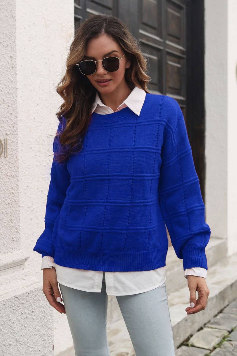 NINEXIS - Wholesale Knit Sweater - Women's - CWOSWL1799_Crew Neck Long Sleeve Pullover Sweater10