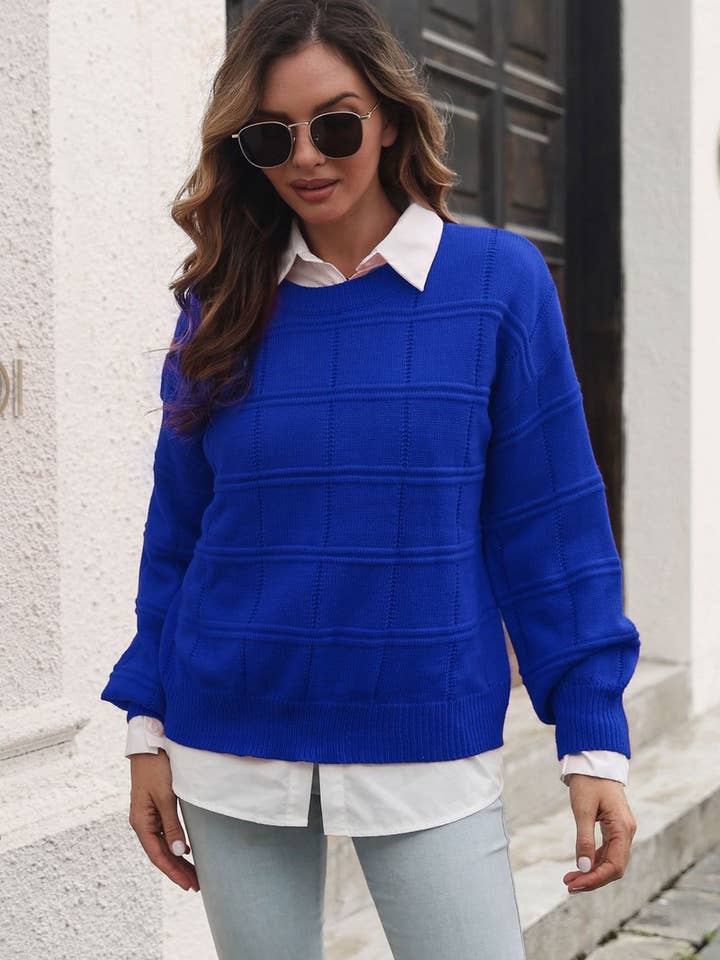 NINEXIS - Wholesale Knit Sweater - Women's - CWOSWL1799_Crew Neck Long Sleeve Pullover Sweater10