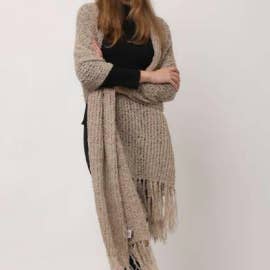 Inspired Peru - Wholesale Wrap - Women's - Alpaca Shawl Bucle Natural