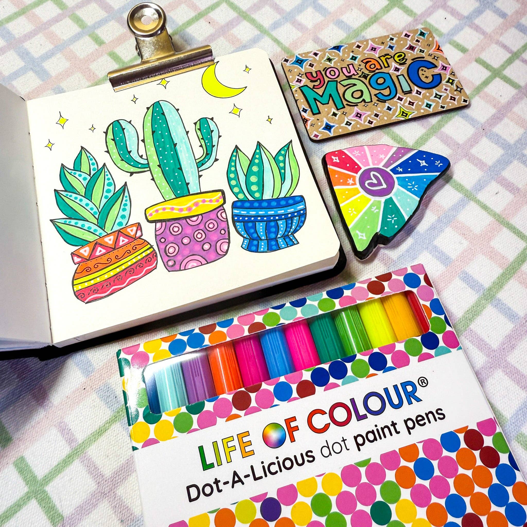 Life of Colour - Vente Marqueurs - Dot-A-Licious Stylos de Peinture Acrylique - Ensemble de 12 Couleurs Vives2