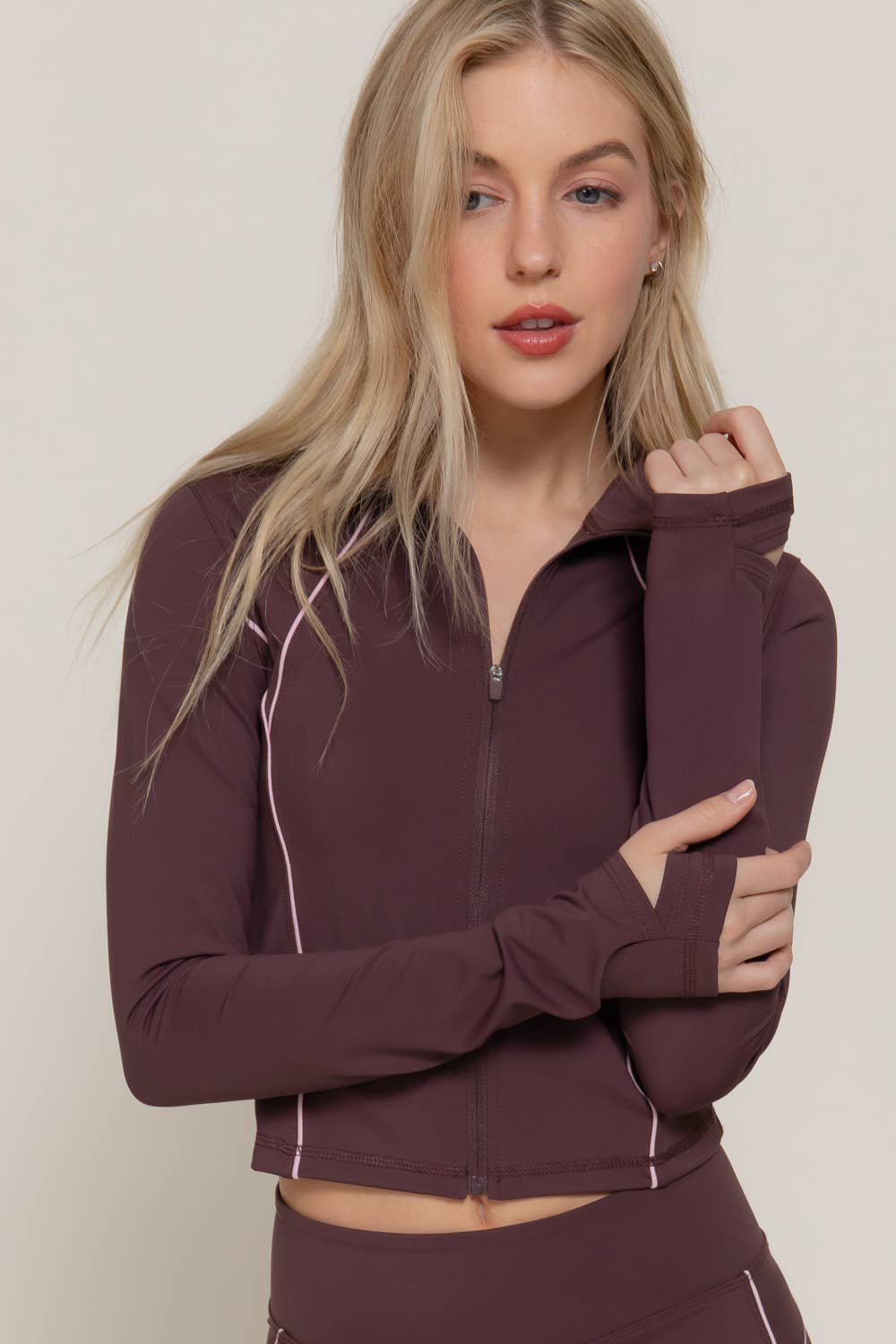 Active Basic | Active USA - Wholesale Athletic Jacket - Women's - Long Sleeve Piping Detail Active Wear Jacket20