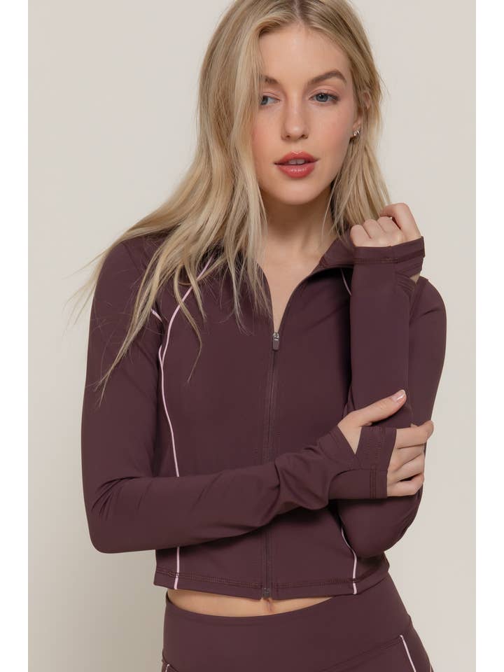 Active Basic | Active USA - Wholesale Athletic Jacket - Women's - Long Sleeve Piping Detail Active Wear Jacket20