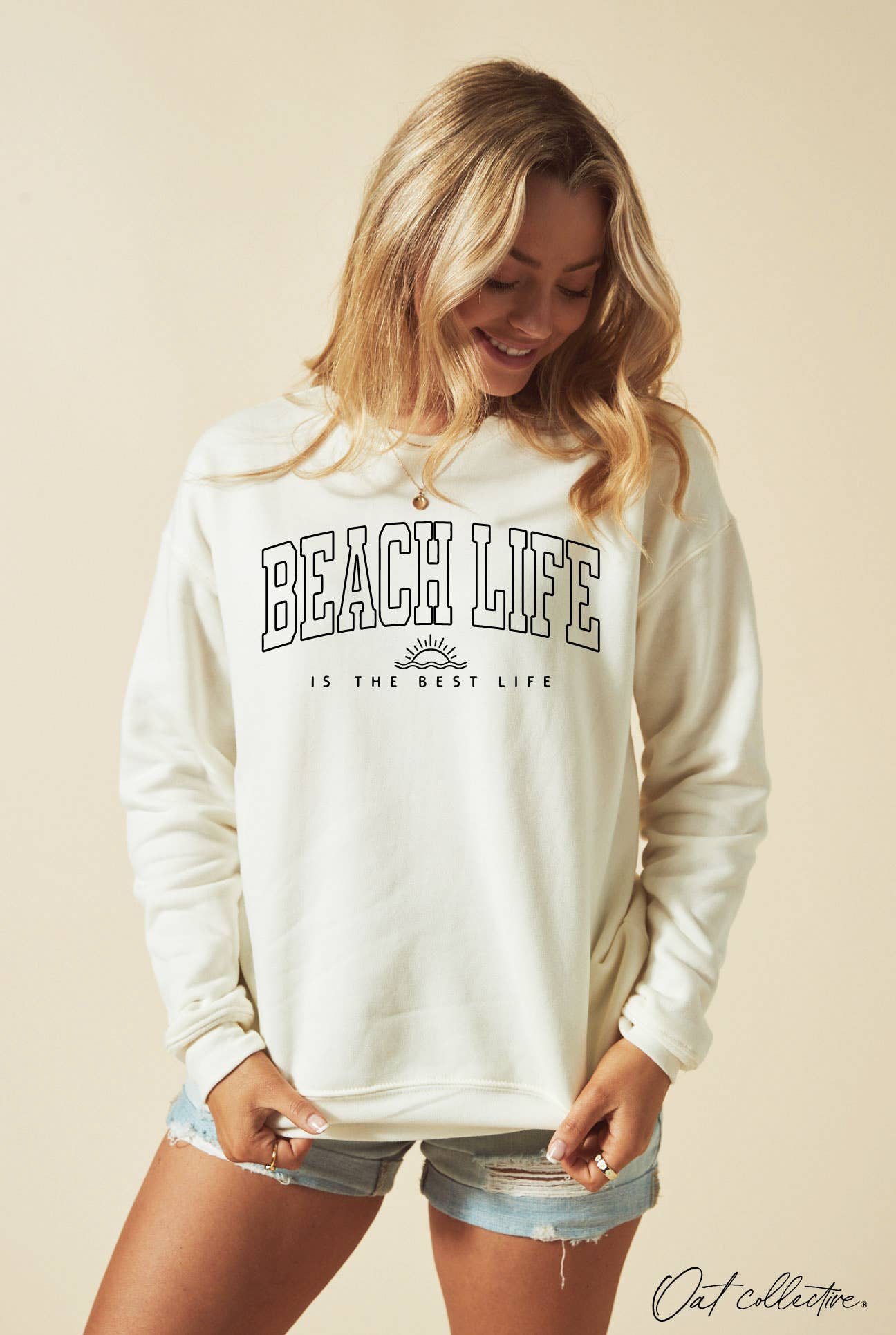 OAT COLLECTIVE - Wholesale Graphic Sweatshirt - Women's - BEACH LIFE IS THE BEST LIFE Graphic Sweatshirt4