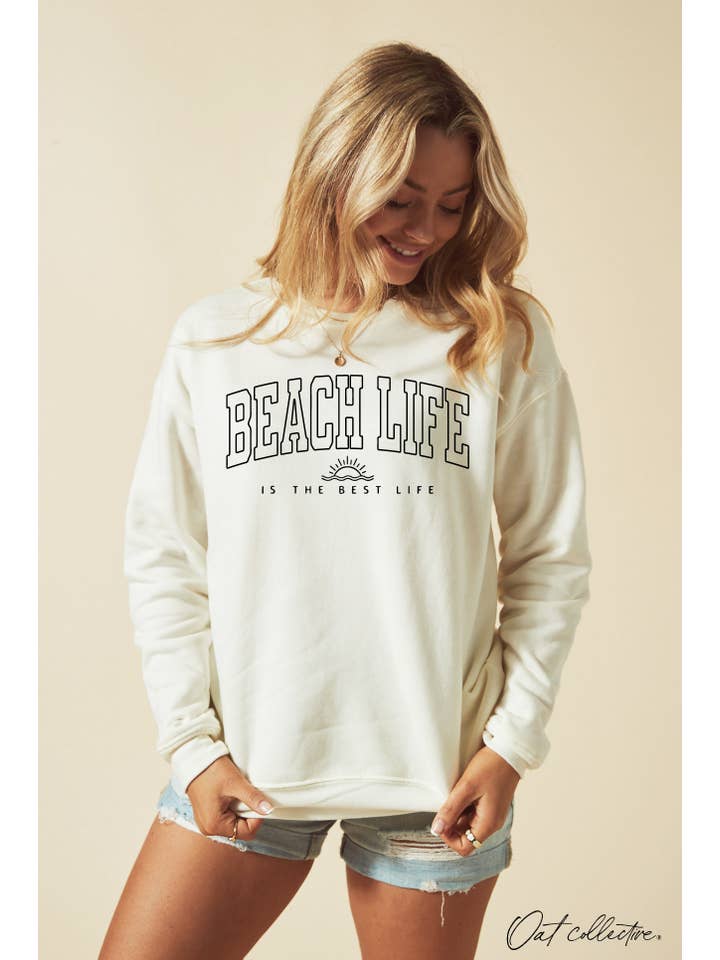 OAT COLLECTIVE - Wholesale Graphic Sweatshirt - Women's - BEACH LIFE IS THE BEST LIFE Graphic Sweatshirt4
