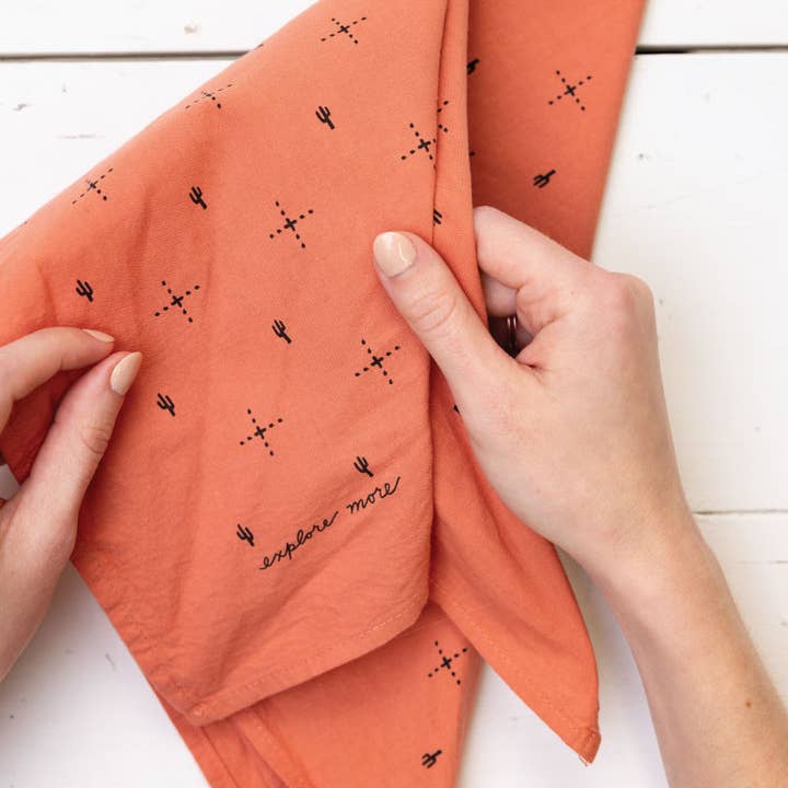 “Explore More” Heritage Bandana – Ethically Made in USA for wholesale by Jenni Earle